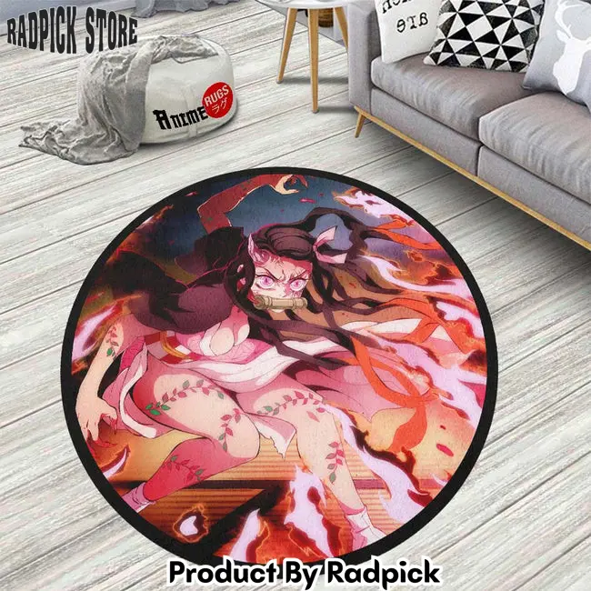 Nezuko kamado round rug custom demon slayer anime circle carpet  rp5958065